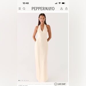 Peppermayo Heavy Hearted Satin Maxi Dress - Pearl